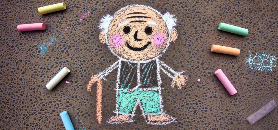 [Beeld: stoepkrijtkunstwerk opa]